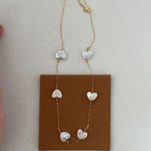 u.s. gold filled heart pearl cluster necklace