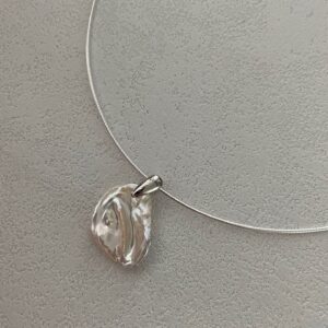 sterling silver petal pendant collar necklace