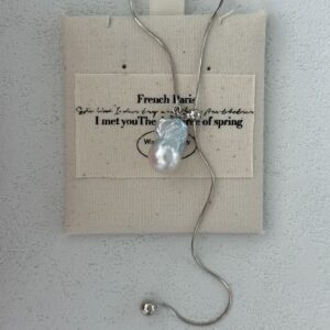 sterling silver baroque pearl slider necklace