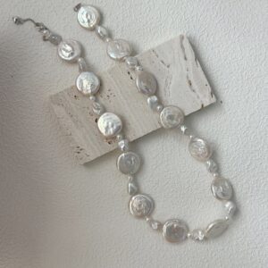 sterling silver sun & moon rise and fall baroque pearl necklace