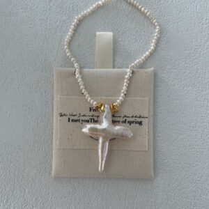 gold plated silver clasp cross baroque pearl necklace