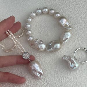 sterling silver long large baroque pearl necklace