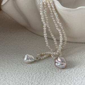 sterling silver pebble pearl necklace