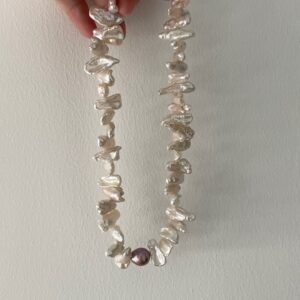 sterling silver sunflower baroque pearl necklace