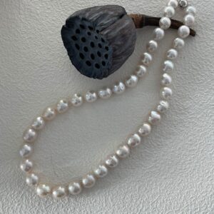 sterling silver edison pearl & silver ball necklace