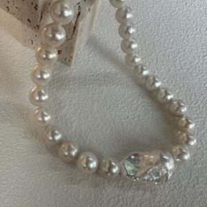 sterling silver edison pearl & large baroque pendant necklace