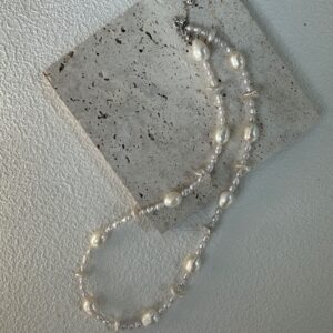 sterling silver starry dot pearl necklace