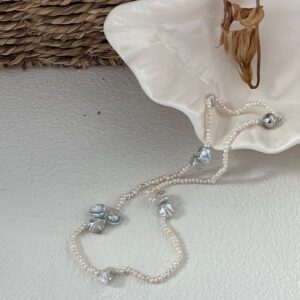 sterling silver petal crystal & pearl necklace