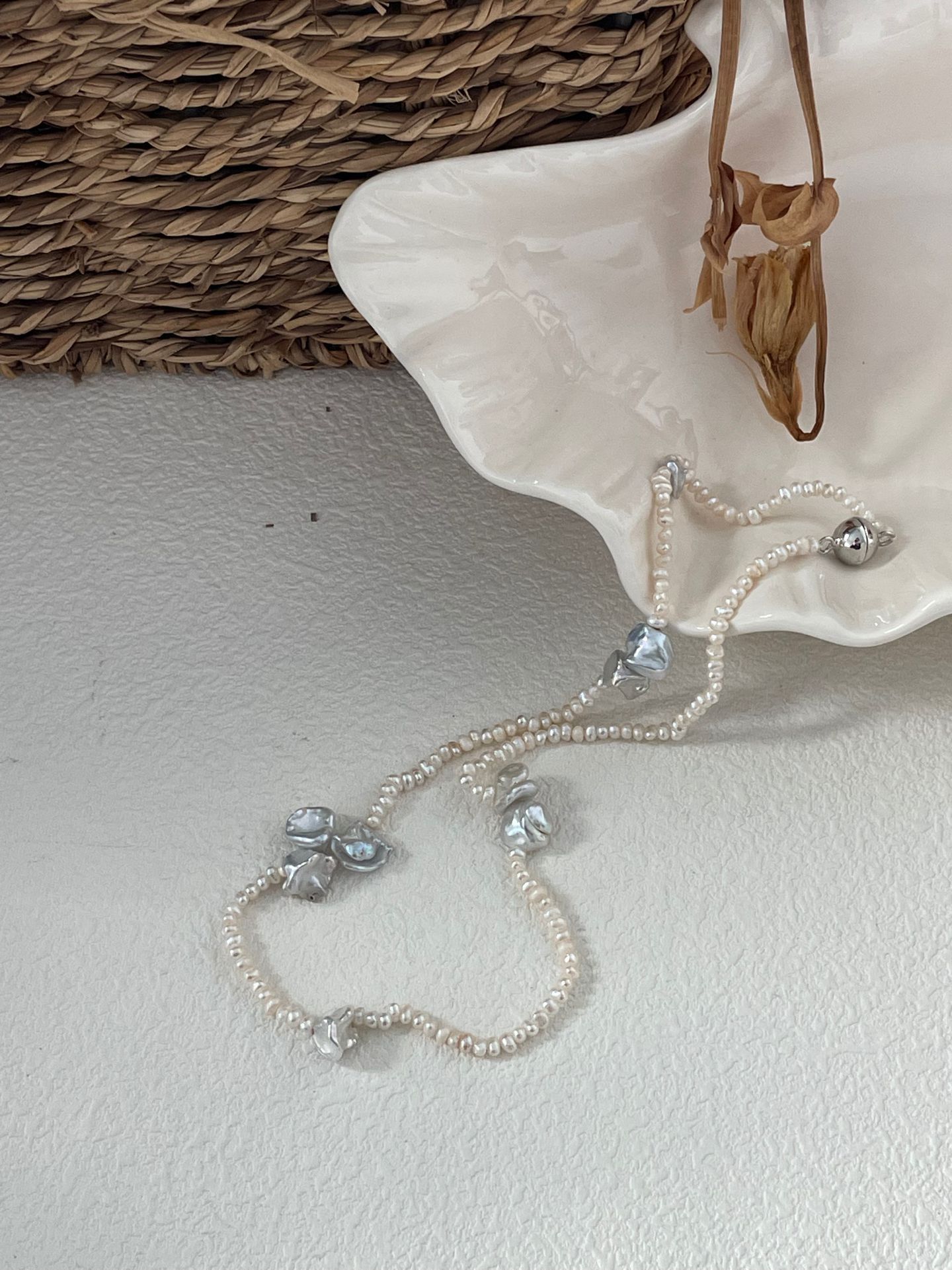 sterling silver petal crystal & pearl necklace sterling silver petal crystal & pearl necklace