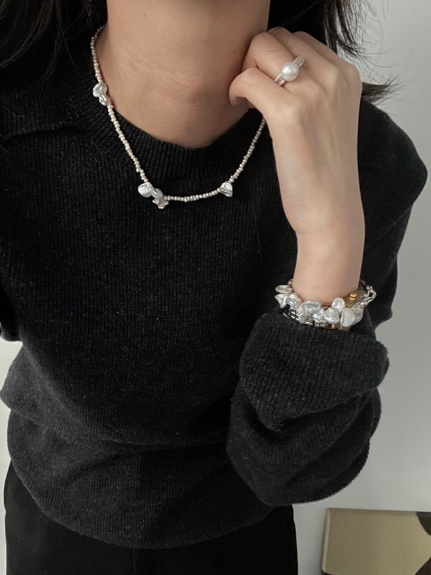 sterling silver petal crystal & pearl necklace sterling silver petal crystal & pearl necklace