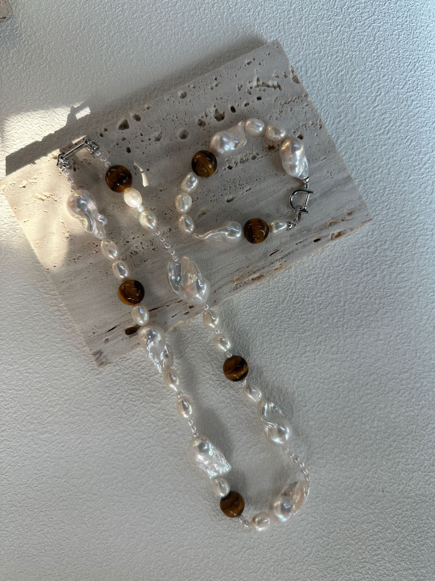 sterling silver amber & large baroque pearl bracelet sterling silver amber & large baroque pearl bracelet