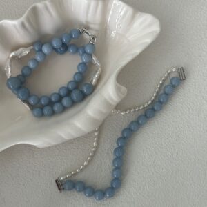 sterling silver peru stone & pearl bracelet