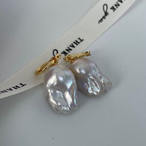 18k gold plated silver baroque pearl drop earrings