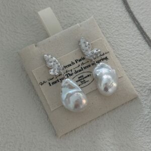 sterling silver butterfly baroque pearl drop earrings