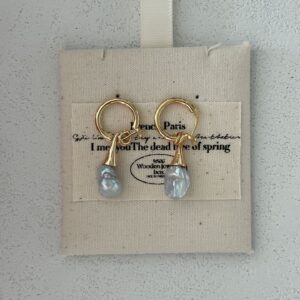 18k gold plated silver moustache baroque pearl drop earrings