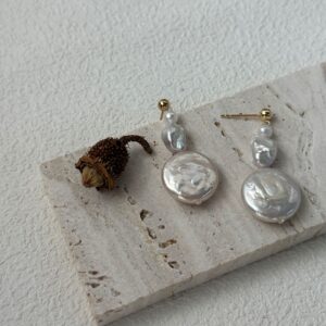 14k gold filled sun & moon teardrop baroque pearl earrings