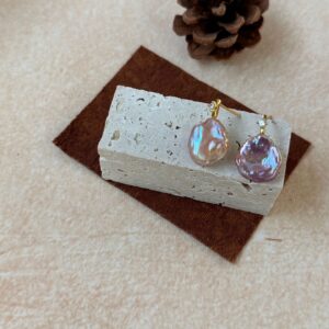 18k gold plated silver violet skirt baroque pearl earrings