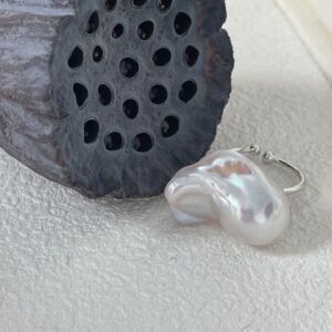 sterling silver large baroque pearl ring