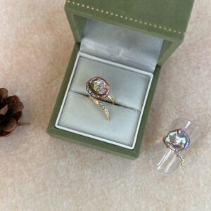 sterling silver linear violet skirt baroque pearl ring