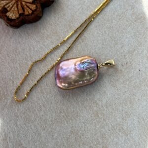 iridescent square baroque pearl necklace