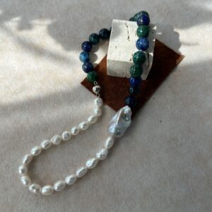 turquoise & baroque pearl contrast necklace
