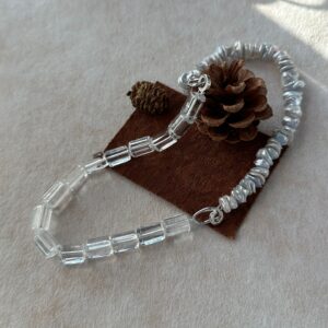 clear triangle crystal & keshi pearl choker necklace